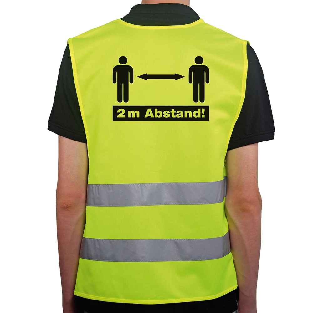 Warnweste 2 Meter Abstand - Mit eigenem Logo vorne